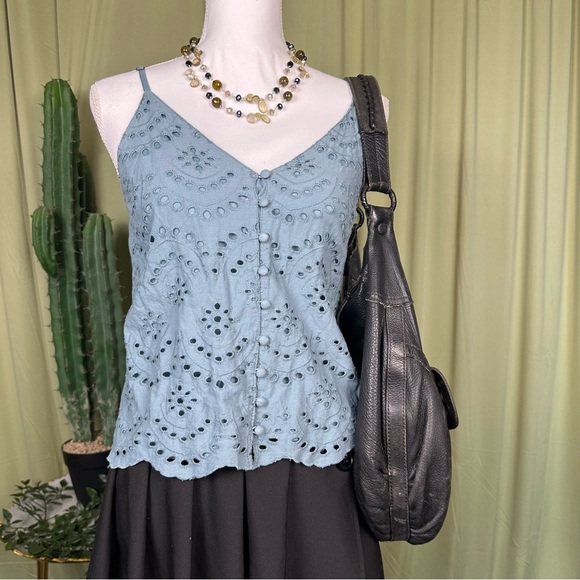 Japna Tops - Blue Cottagecore Dainty Cotton Top